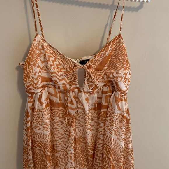 Lulus size medium Rust Orange and White Geo Print Midi Dress - Picture 3 of 7